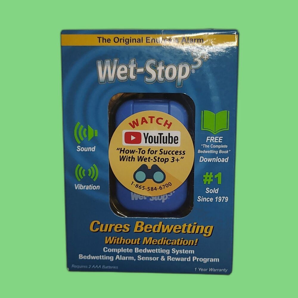 Wet-Stop 3 Blue Bedwetting Enuresis Alarm W/ Sound And Vibration for Bedwetters